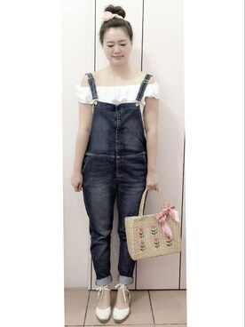 「MANGO（マンゴ）のアイテム（サロペット/オーバーオール）」を使った、Sunny Fanさん（レディース・170cm）の春コーディネート