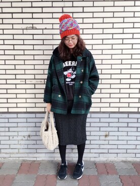 「LOVFEE（ラッフィ）のアイテム（スカート）」を使った、Sunny Fanさん（レディース・170cm）の冬コーディネート