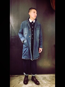 「initial（イニシャル）のアイテム（パンツ）」を使った、KLeeさん（メンズ・175cm）の冬コーディネート