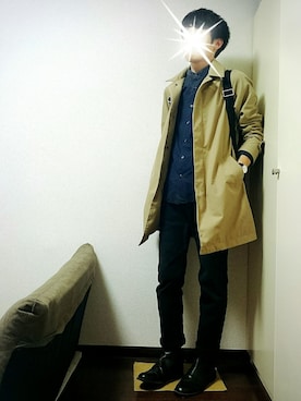 「アイテム（ステンカラーコート）」を使った、junpeiさん（メンズ・166cm・10代）の秋コーディネート
