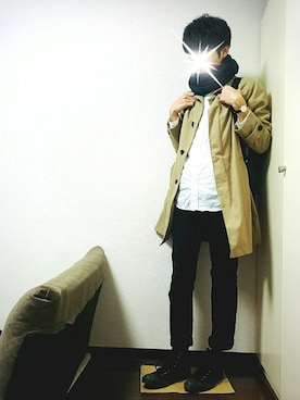 「アイテム（ステンカラーコート）」を使った、junpeiさん（メンズ・166cm・10代）の秋コーディネート