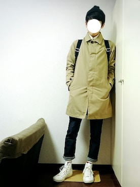 「アイテム（ステンカラーコート）」を使った、junpeiさん（メンズ・166cm・10代）の秋コーディネート