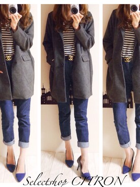 「chanel」｜「アイテム（チェスターコート）」を使った、selectshop_citronさん（レディース・167cm）の秋コーディネート