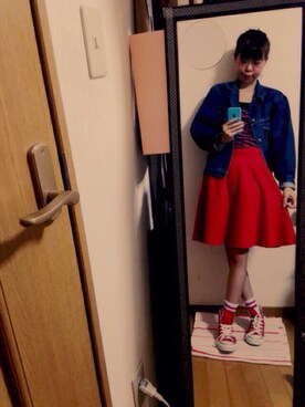 「リバーシブル」｜「アイテム（デニムジャケット）」を使った、nonさん（レディース・163cm）の秋コーディネート