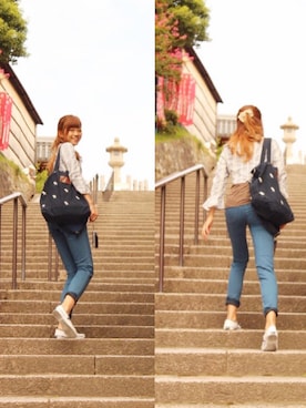 「Abercrombie&Fitch（アバークロンビーアンドフィッチ）のアイテム（バッグ）」を使った、わやぱんさん（レディース・160cm）の冬コーディネート