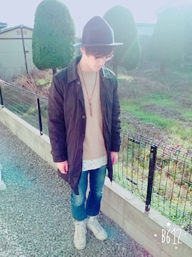 「ハイカット」｜「アイテム（トレンチコート）」を使った、kouta ueda さん（メンズ・173cm）の冬コーディネート