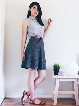 「working style」｜「アイテム（シャツワンピース）」を使った、Sara Maさん（レディース・168cm）の夏コーディネート