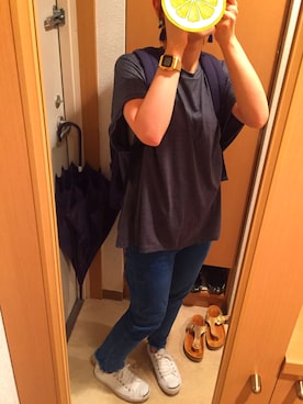 「アイテム（ピアス（両耳用）、ブルー系）」を使った、しゅうさん（レディース・151cm）の夏コーディネート