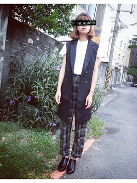 「blazer」｜「アイテム（その他アウター）」を使った、sinsin.Lさん（レディース・160cm）の夏コーディネート