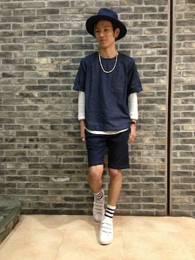 「＃デニム」｜「アイテム（アクセサリー）」を使った、谷さん（メンズ・178cm）の春コーディネート