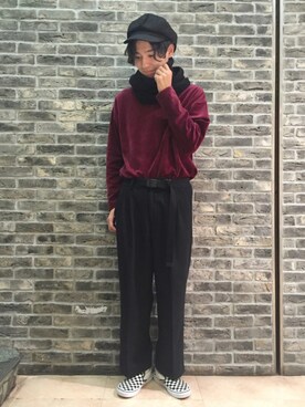 「RAGEBLUE（レイジブルー）のアイテム（キャスケット）」を使った、谷さん（メンズ・178cm）の秋コーディネート