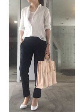 「アイテム（トートバッグ、オレンジ系）」を使った、nakkoo555さん（レディース・157cm）の夏コーディネート