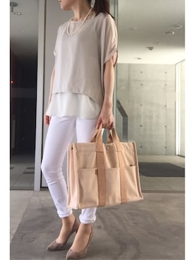 「アイテム（トートバッグ、オレンジ系）」を使った、nakkoo555さん（レディース・157cm）の夏コーディネート