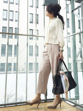 「とろみシャツ」｜「アイテム（その他）」を使った、nakkoo555さん（レディース・157cm）の春コーディネート
