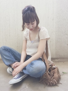 「Cal（カル）のアイテム」を使った、momocoさん（レディース・157cm）の春コーディネート