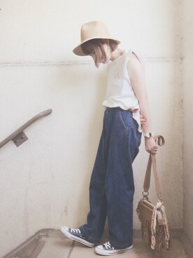 「Cal（カル）のアイテム」を使った、momocoさん（レディース・157cm）の春コーディネート