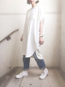 「CONVERSE（コンバース）のCONVERSE コンバース ジャック パーセル / JACK PURCEL（スニーカー）」を使った、momocoさん（レディース・157cm）の夏コーディネート