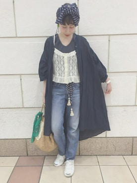 「CONVERSE（コンバース）のCONVERSE コンバース ジャック パーセル / JACK PURCEL（スニーカー）」を使った、momocoさん（レディース・157cm）の夏コーディネート