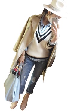 「CELINE」｜「アイテム（トレンチコート）」を使った、eriさん（レディース・162cm）の春コーディネート