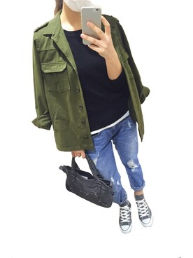 「allstar」｜「アイテム（その他アウター）」を使った、eriさん（レディース・162cm）の春コーディネート