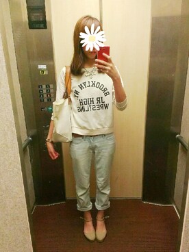 「アイテム（スウェット、ホワイト系）」を使った、yuchiさん（レディース・165cm）の夏コーディネート