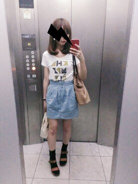 「アイテム（Tシャツ/カットソー、ホワイト系）」を使った、yuchiさん（レディース・165cm）の夏コーディネート