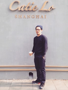 「Steven Alan（スティーブンアラン）のアイテム（ニットキャップ/ビーニー）」を使った、tsungpinlinさん（メンズ・166cm）の冬コーディネート