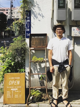 「Simplicite（サンプリシテ）のアイテム（チノパンツ）」を使った、tsungpinlinさん（メンズ・166cm）の夏コーディネート