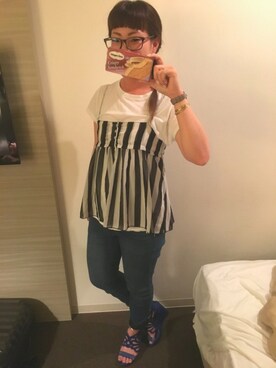 「アイテム（バングル/リストバンド）」を使った、ゆきえるさん（レディース・157cm・20代）の夏コーディネート