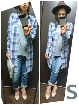 「アイテム（クラッチバッグ、グレー系）」を使った、SAOさん（レディース・167cm）の春コーディネート