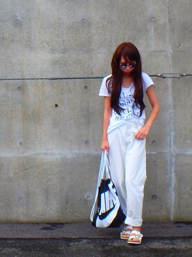 「NIKE(ナイキ)のアイテム(ショルダーバッグ)」を使った、meguさん(レディース・163cm)の夏コーディネート