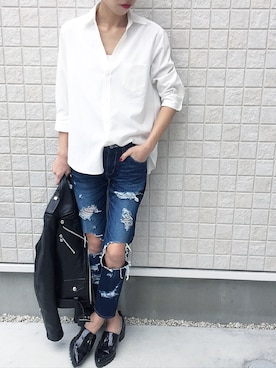 「Regalect（リガレクト）のアイテム（ジャケット/アウター）」を使った、meguさん（レディース・163cm）の春コーディネート