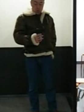 「アイテム（ミリタリージャケット、ブラウン系）」を使った、ぺけさん（メンズ・170cm）の冬コーディネート