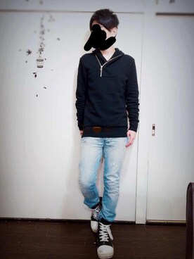「H&M（エイチ・アンド・エム）のアイテム（マウンテンパーカー）」を使った、ポロリさん（メンズ・173cm）の秋コーディネート