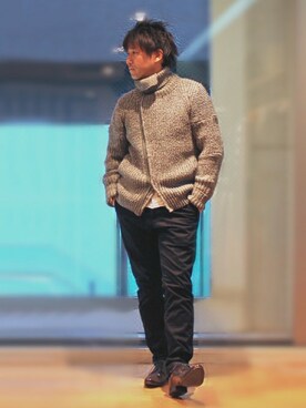 ニット セーターを使った ジップアップニット のメンズ人気ファッションコーディネート ユーザー ショップスタッフ Wear
