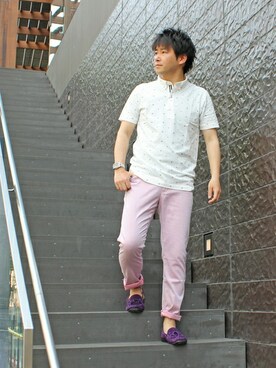 ポロシャツを使った ピンクパンツ のメンズ人気ファッションコーディネート ユーザー ショップスタッフ Wear