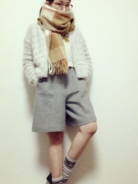 「ツイードパンツ」｜「アイテム（レッグウェア）」を使った、minakoさん（レディース・153cm）の秋コーディネート