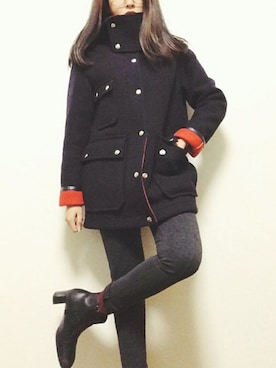 「WHITE LINE（ホワイトライン）のアイテム（ジャケット/アウター）」を使った、minakoさん（レディース・153cm）の秋コーディネート