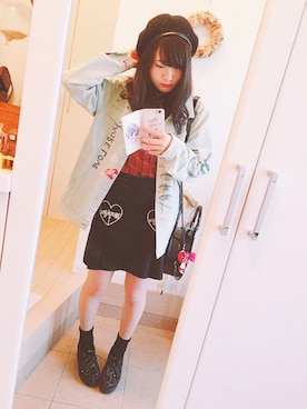 「me（ミイ）のアイテム（ジャケット/アウター）」を使った、あおみさん（レディース・158cm）の冬コーディネート