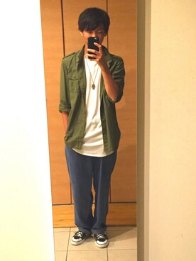 「Alpha Industries（アルファインダストリーズ）のアイテム（トップス）」を使った、寺住みさん（メンズ・174cm）の夏コーディネート