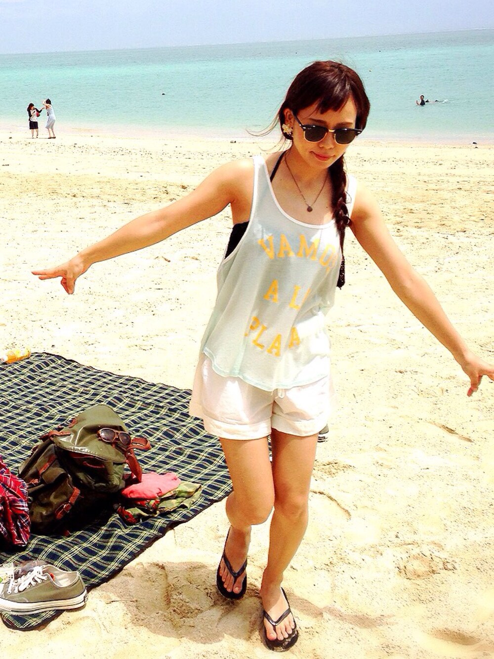 MAIKOさんの「シンプルプラットフォームビーチサンダル（San-ai Resort 三愛水着楽園）」を使ったコーディネート