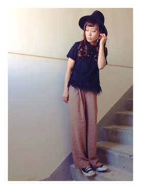 「Cheek（チーク）のアイテム（アクセサリー）」を使った、MAIKOさん（レディース・155cm）の秋コーディネート