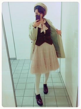 「白タイツ」｜「アイテム（チェスターコート）」を使った、おあいこさん（レディース・160cm）の秋コーディネート
