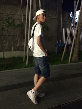 「HUF（ハフ）のアイテム（バッグ）」を使った、Andy Chenさん（メンズ・178cm）の夏コーディネート