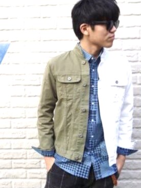 「Dear（ディアー）のアイテム」を使った、前ちゃんさん（メンズ・180cm）の春コーディネート