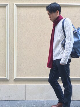 「lideal（リデアル）のアイテム（スラックス）」を使った、なおさん（メンズ・173cm）の秋コーディネート