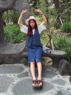 「タッセル」｜「アイテム（サロペット/オーバーオール）」を使った、bagazimuriさん（レディース・164cm）の夏コーディネート