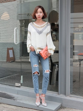 「アイテム（バッグ、オレンジ系）」を使った、bagazimuriさん（レディース・167cm）の夏コーディネート