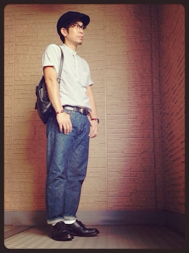 「ノーカラー」｜「アイテム（ハンチング/ベレー帽）」を使った、kazunoriさん（メンズ・167cm）の秋コーディネート