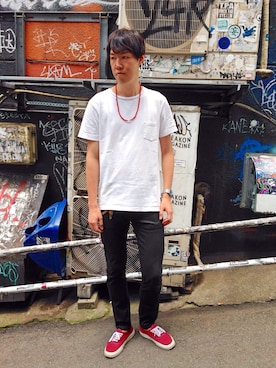 「ポケットＴシャツ」｜「アイテム（トップス）」を使った、T.Takahashiさん（メンズ・184cm）の夏コーディネート